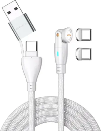 Kabllo USB C 4smarts 541236, 1.8m, adapter USB A, karikim i shpejtë, bardhë