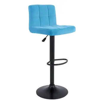Karrige për bar Diana FH202.18, kadife turkuaz & kornizë e zezë mat, 44x40x110cm, set prej 2 copë