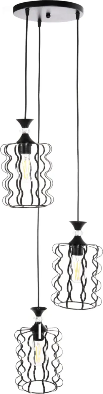 Llambë varëse tavani, 3 drita, metal i zi, FH4089, Φ34x128H cm