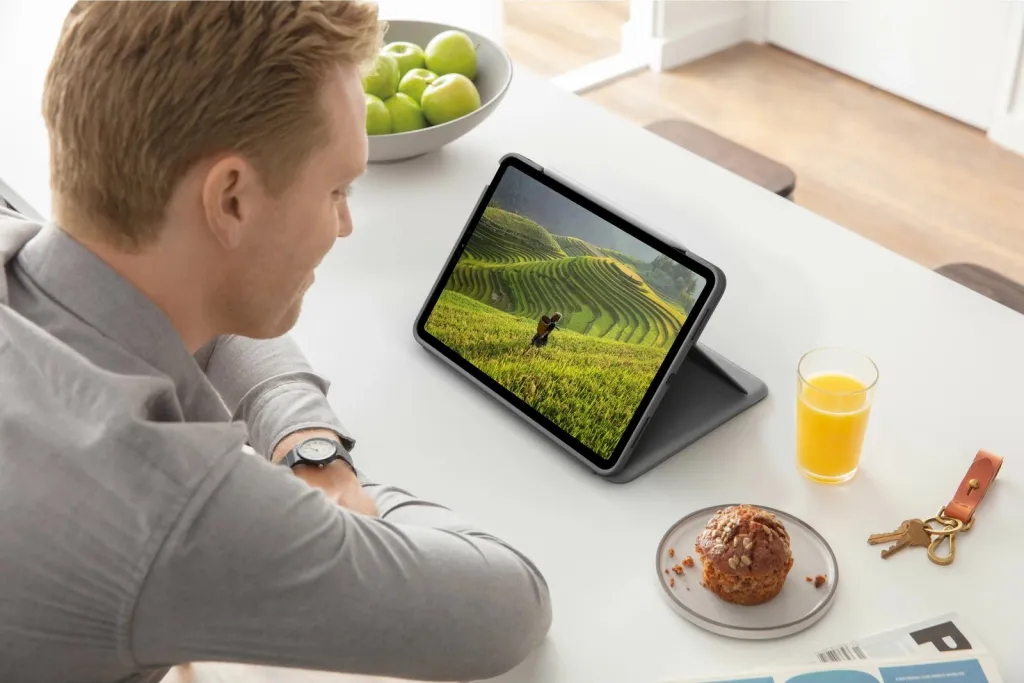 Mbështetëse tastiere për iPad Air (4th & 5th Gen) Logitech Folio Touch, e hirtë - 4