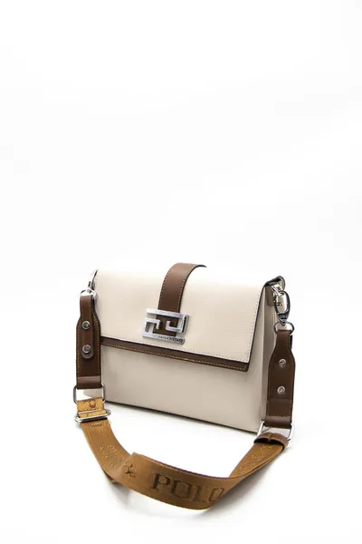 Çantë me rrip Silver&Polo, krem/kafe - 5