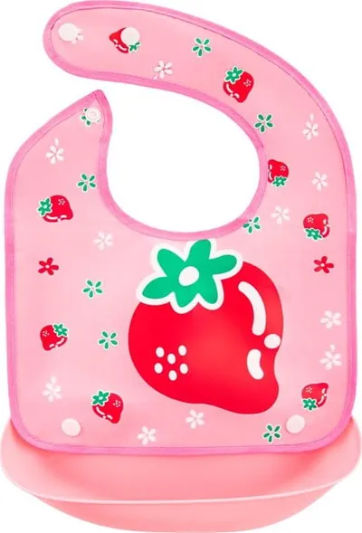 Përparëse për bebe BOC0566-BIB, luleshtrydhe / rozë - 1