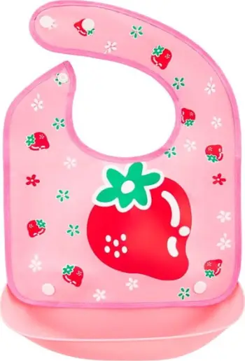 Përparëse për bebe BOC0566-BIB, luleshtrydhe / rozë