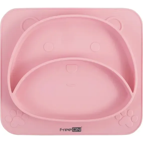 Pjatë silikoni Bear, pink - 1