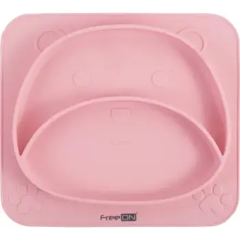 Pjatë silikoni Bear, pink