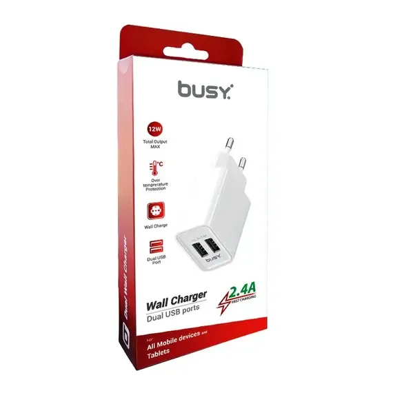 Mbushës telefoni Busy Wall Charger USB dual 2.4 A - 1