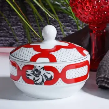 Enë sheqeri prej porcelani / kuqe