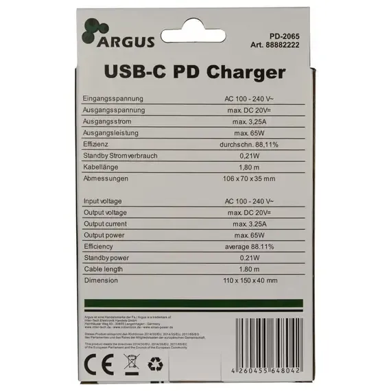 Mbushës telefoni USBC 65W Black INTERTECH PD2065 / Black - 3