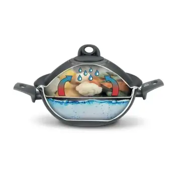 PENSOFAL Tenxhere VapSì wok 2 doreza +mbulese me vrima+pirun+kapak (24cm)
