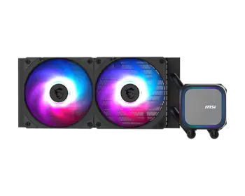 Ftohës për Procesor MSI Liquid Cooler MAG CORELIQUID A 13 240mm Radiator, Dual 120mm PWM Fans, ARGB Lighting – e zezë