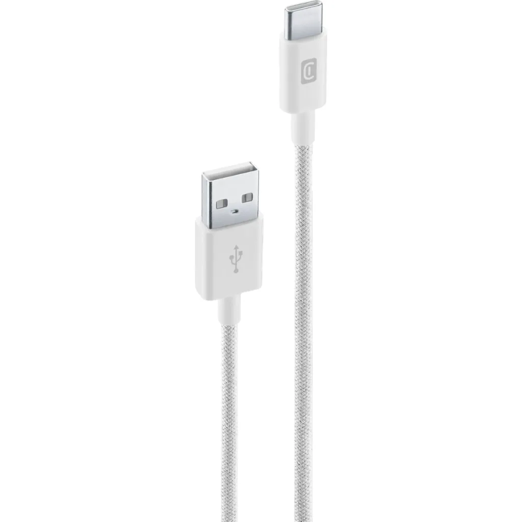KABLLO USB/ USB-C 1.5m CELLULARLINE BRAIDED USBDATABRCTOC15W WHITE - 1