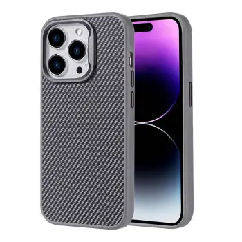 COVER PER IPHONE 15 PRO ZORE TROY CARBON FIBER SILVER