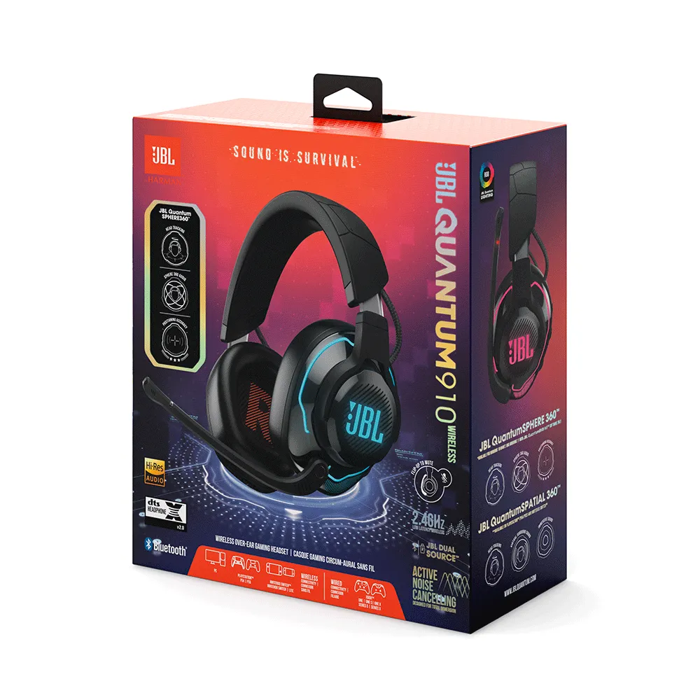 Kufje gaming JBL Quantum 910 Wireless, 2.4GHz/Bluetooth 5.2, ANC, 39 orë bateri, me mikrofon, të zeza - 4