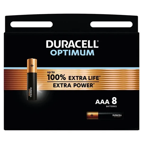 Bateri alkaline Duracell AAA, 1.5V, set 8 copë - 1