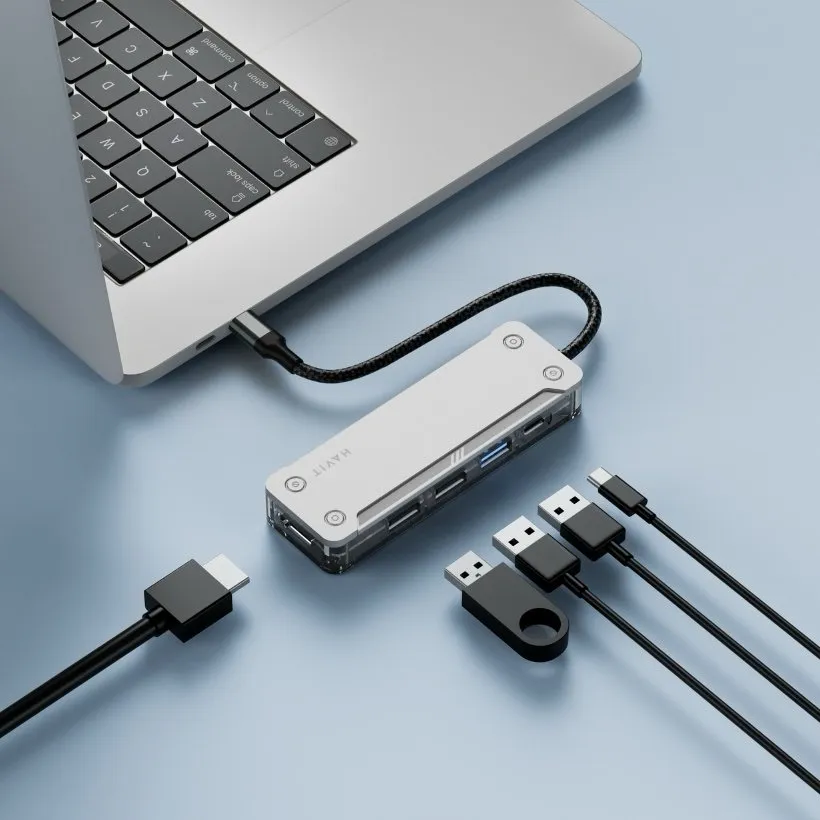 SHUMEZUES PORTES USB-C HAVIT HB4020 5in1 SILVER - 2