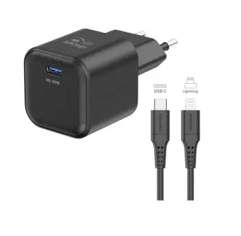 MBUSHES TELEFONI 35W + KABLLO 1.2m LIGHTNING/ USB-C SWISSTEN GaN 22070250 BLACK