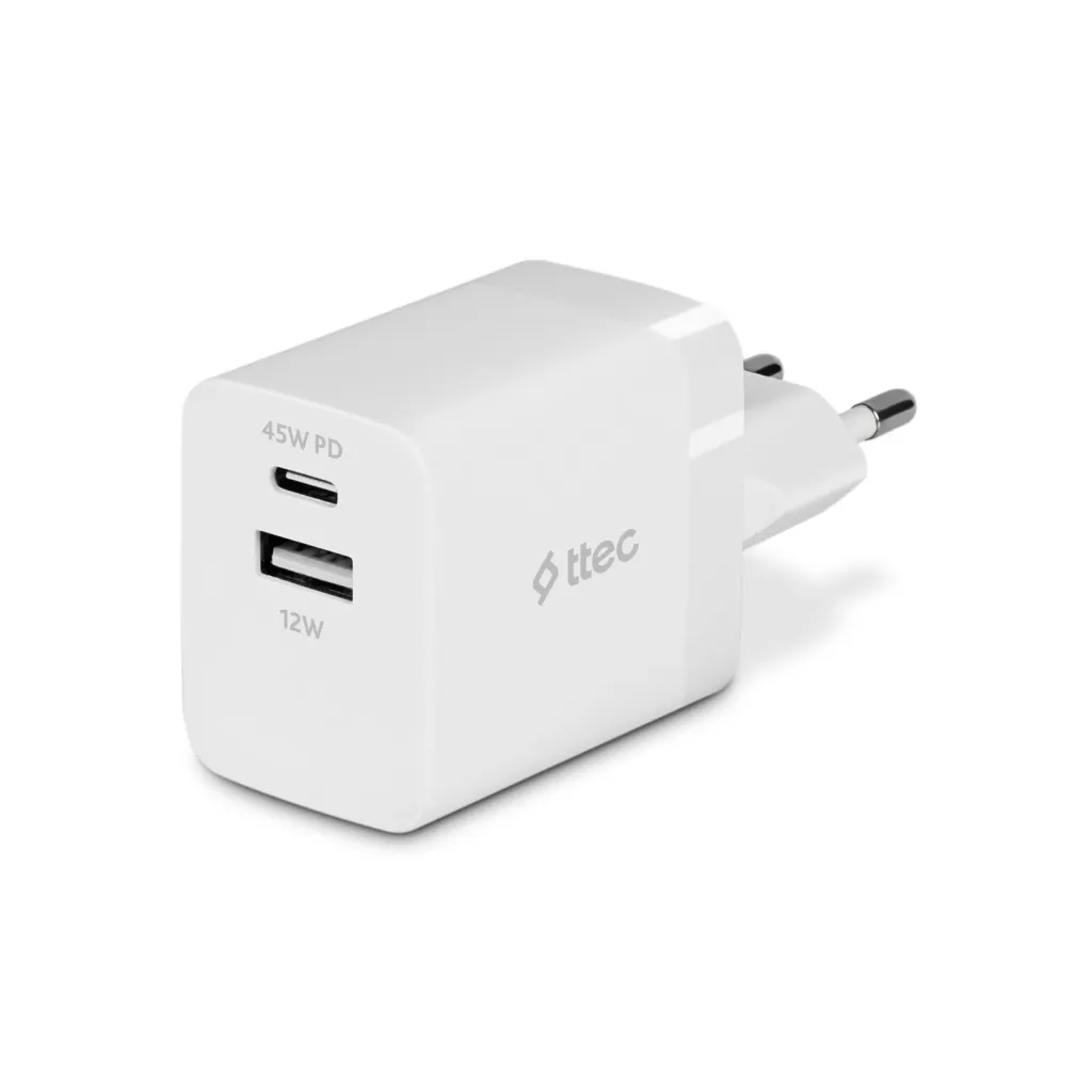 MBUSHES TELEFONI KOKË 45W USB-C TTEC 2SCP02B PD SMART CHARGER WHITE - 1