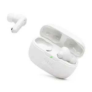 Kufje JBL Wave Beam 2, True Wireless, ANC, Bluetooth 5.3, 40 orë bateri, 4 mikrofona, IP54, me kasë karikimi, e bardhë