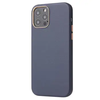 COVER LEATHER 2MM BENKS IP 12 PRO MAX 6.7 DARK BLUE