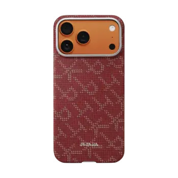 COVER PER APPLE IPHONE 17 PRO PITAKA ULTRA SLIM MONOGRAM GOLD RED