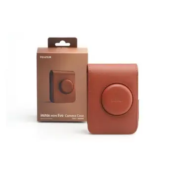 Këllëf kamerë Fujifilm Instax Mini EVO, lëkurë artificiale, ngjitje me kapëse, kafe