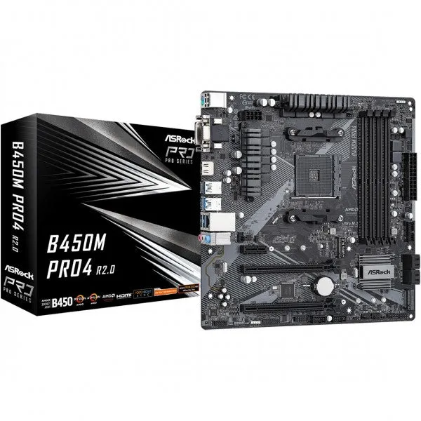 MOTHERBOARD MOT AM4 ASRock B450M Pro4 R2.0 - 1
