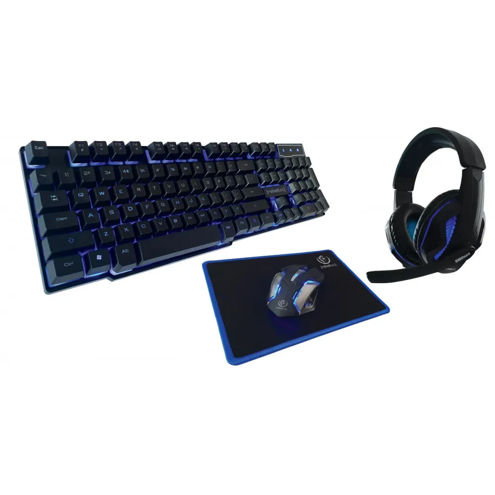 SET AKSESOR GAMING Rebeltec keyboard + headphones + mouse + mouse pad - 1