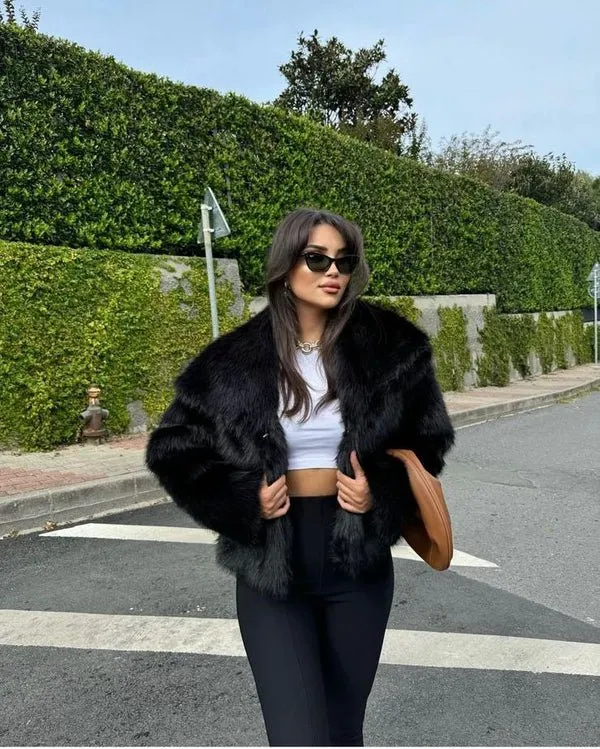 Pellush i zi – Black fur coat - 2