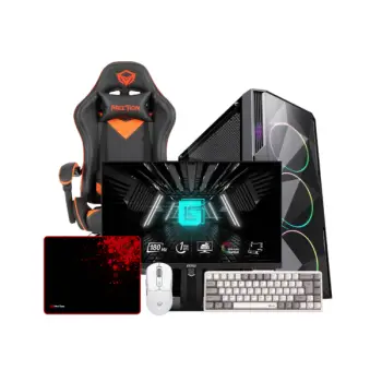 Beast Bundle 2 Gaming / Ryzen 5 5500 / 16GB / 500GB / RTX 5060 8GB + MSI Monitor Gaming G244F E2 23.8″ IPS FHD 180 Hz + Maus + Karrige + Mauspad + Tastierë
