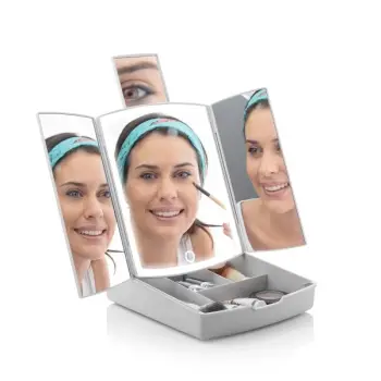 Pasqyrë LED e palosshme 3-në-1 me organizues make-up – InnovaGoods