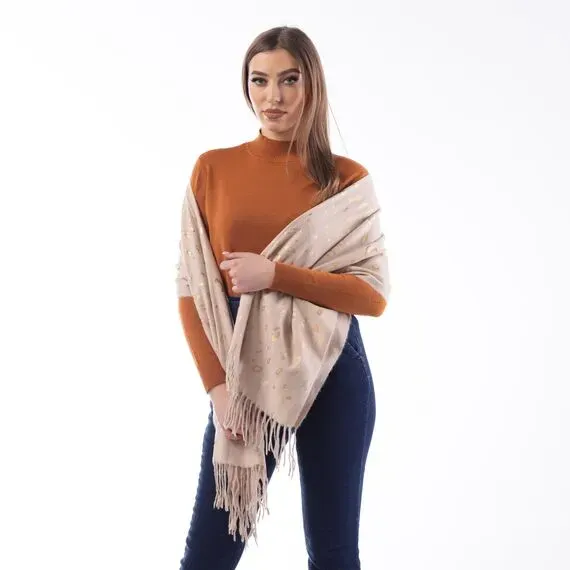 S01 Woman Scarf K-230893-07 Beige - 1