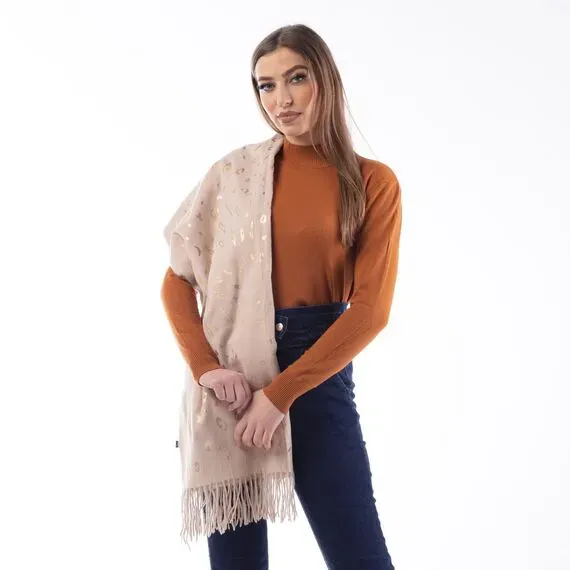 S01 Woman Scarf K-230893-07 Beige - 3