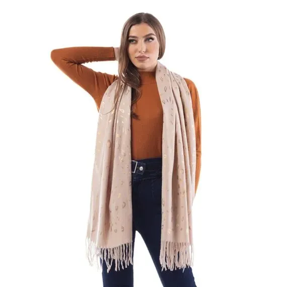 S01 Woman Scarf K-230893-07 Beige - 4