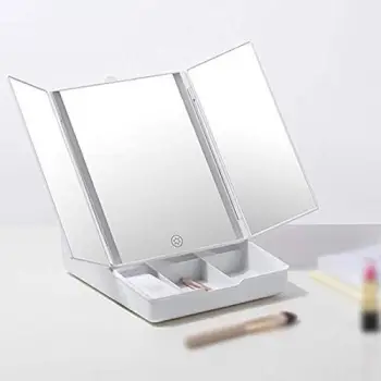 Panomir – Pasqyrë LED e palosshme 3-në-1 me organizues make-up – InnovaGoods