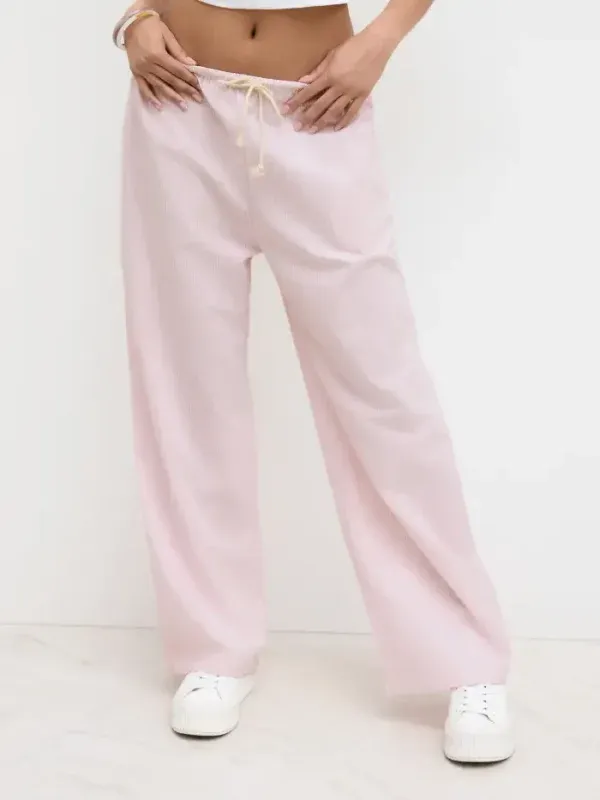 Pantallona lino baby pink - 1