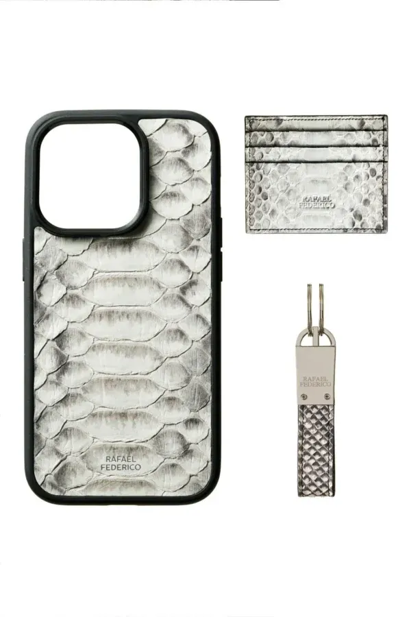 RAFAEL FEDERICO IPHONE 14 PRO NATURAL PATTERNED CASE CARD KEYCHAIN SET / Lëkur e Gjarpërit Python - 1