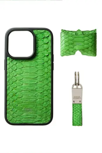 RAFAEL FEDERICO IPHONE 14 PRO MAX GREEN CASE CARD KEYCHAIN SET Jeshile