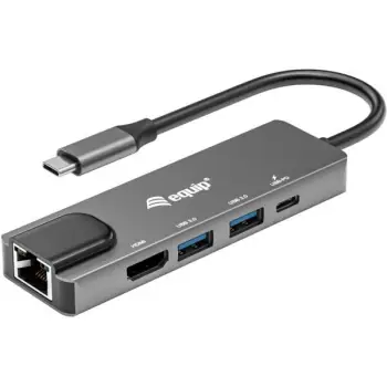 Docking Station Equip USB-C në HDMI / 2xUSB 3.0 / Gigabit Ethernet / 100W Power Delivery (Kabllor 25cm) – E Zezë