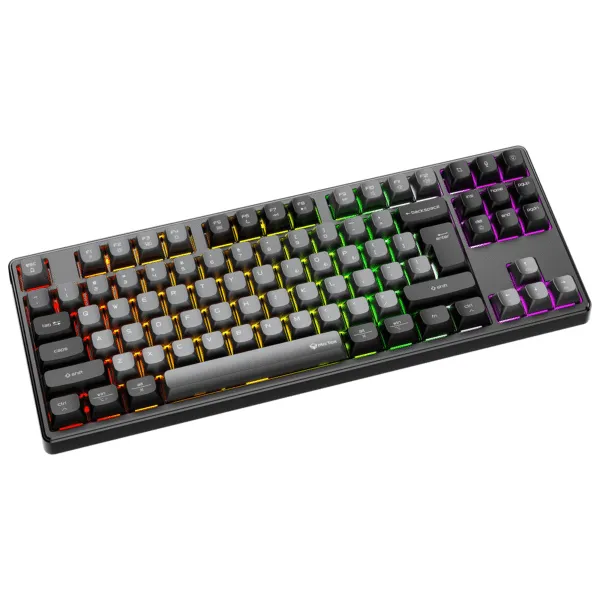 Tastierë Gaming Meetion MK14 Mechanical / Type-C / +2.4G+Bluetooth RGB Backlit / 4000mAh / US / e zezë - 1