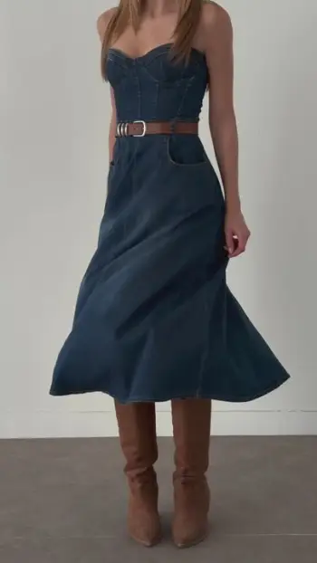 Fustan denim-starpless dress