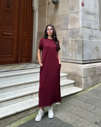 Fustan vishnje-long cherry tonic dress