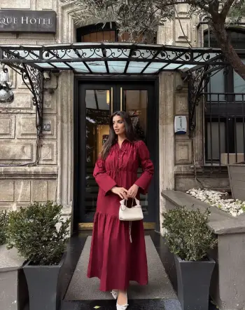 Fustan vishnje-long wrap cherry dress