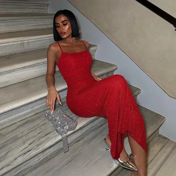 Fustan i kuq-Long a line red dress - 1
