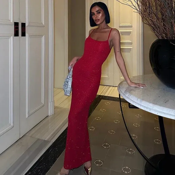 Fustan i kuq-Long a line red dress - 2
