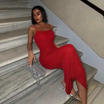 Fustan i kuq-Long a line red dress
