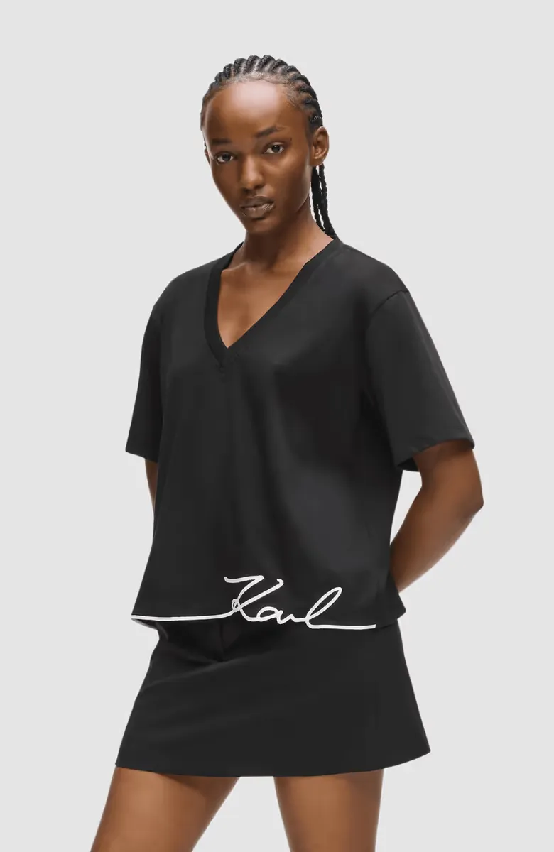 Signature Hem V-Neck T-Shirt - 1