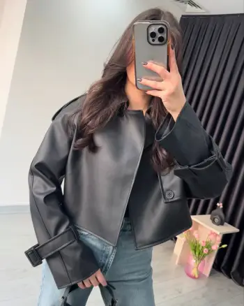 Jakne e zez-Short leather coat