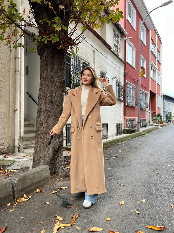 Pallto nude-Nude long coat - 2
