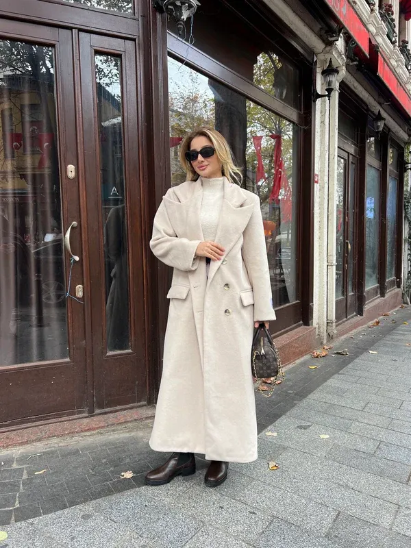 Pallto e bardhë-White long coat - 2