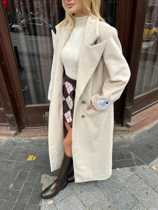 Pallto e bardhë-White long coat - 3